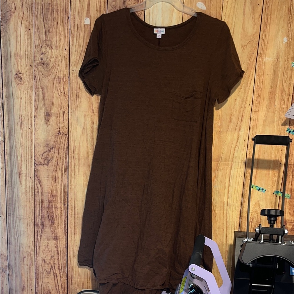 LuLaRoe Chocolate Brown Short Sleeve Carly Dress Size 2XL